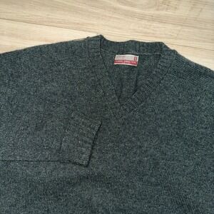 Vintage‎ Classic Directions Sweater Men's Large Tall Green V-neck Wool Knit 80s
